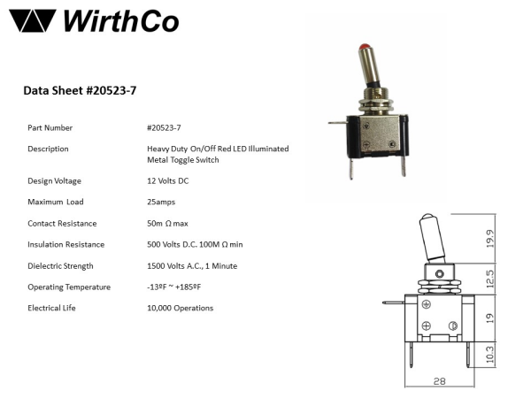 WirthCo Multi Purpose Toggle Switch (MPN: 20523)