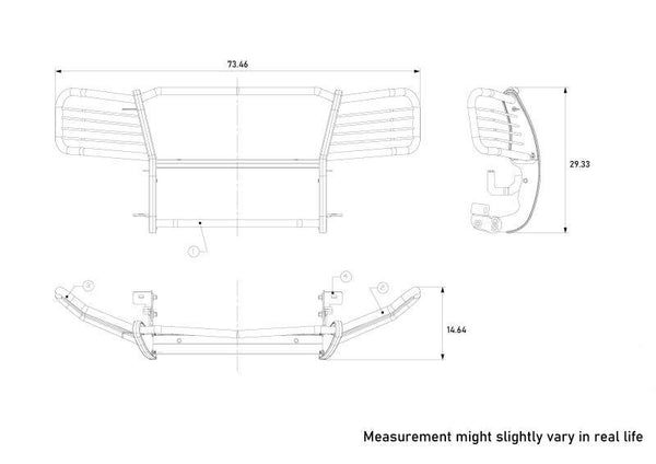 Black Horse Grille Guard Kit (MPN: 17GT25MA-PLB)