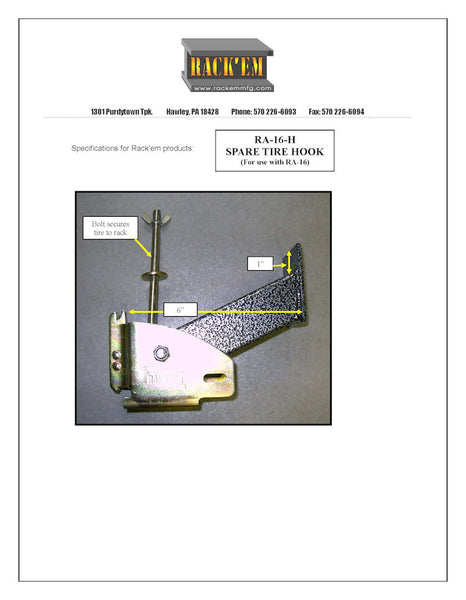 Rackem Spare Tire Carrier (MPN: RA-16)