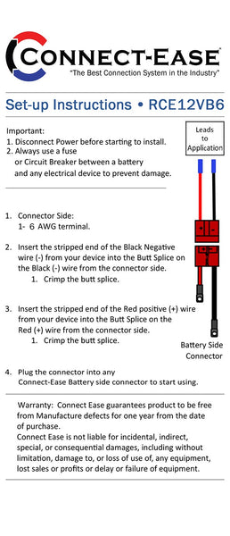 Battery Connection Harness for Outboard Motors and ATVs (MPN: RCE12VB6)