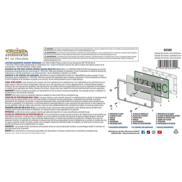 Cruiser License Plate Frame with Tuf Bubble Shield (MPN: 62320)