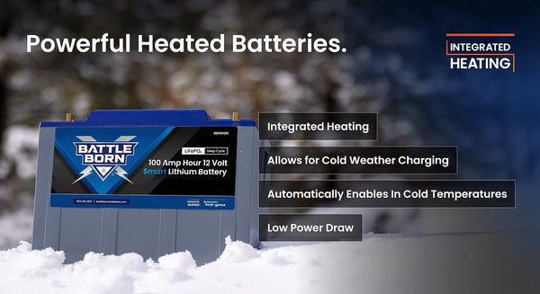 Battle Born 100 Ampere Hour 12 Volt Smart Heated Lithium Deep Cycle Battery (MPN: BB10012IH)