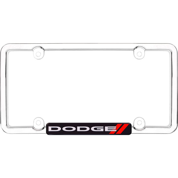 License Plate Frame with Black and Red Dodge Logo (MPN: 11036)