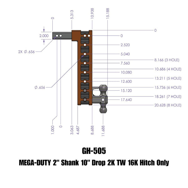 Gen-Y Hitch Mega-Duty Adjustable Drop Hitch (MPN: GH-505)