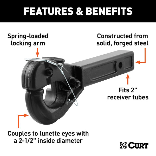 Pintle Hook for 2 Inch Receiver with 20000 Pound Towing Capacity (MPN: 48004)