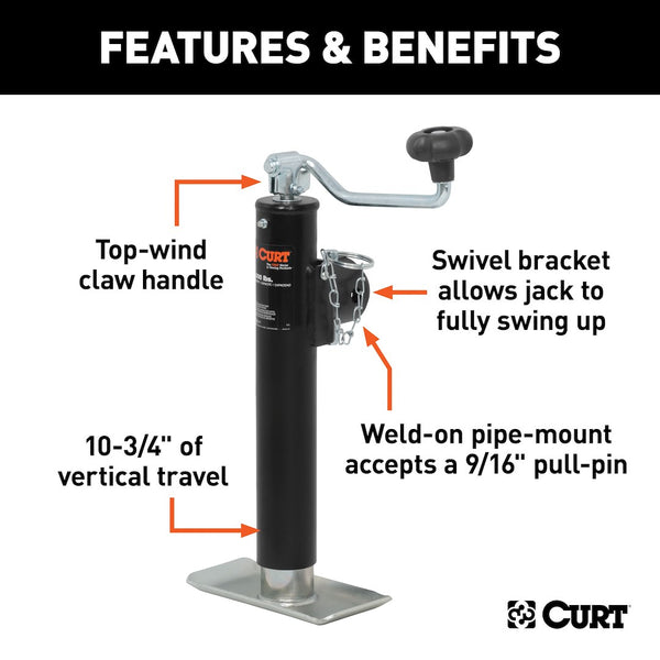 CURT Manual Topwind Trailer Tongue Jack (MPN: 28320)