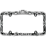 License Plate Frame with Princess Lettering and Crystal Tiara Design (MPN: 22635)