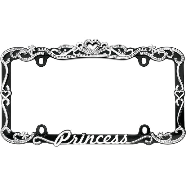 License Plate Frame with Princess Lettering and Crystal Tiara Design (MPN: 22635)