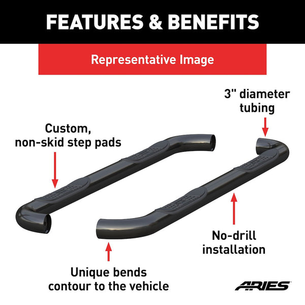 Aries 3 Inch Round Nerf Bar (MPN: 206003)