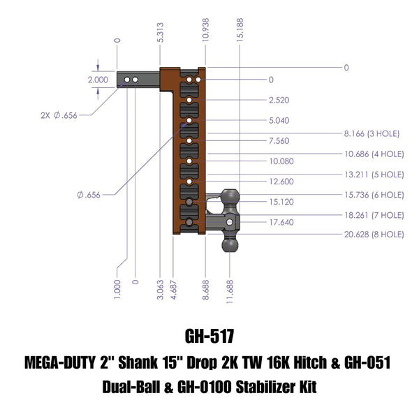 Gen-Y Hitch Mega-Duty Adjustable Drop Hitch (MPN: GH-517)