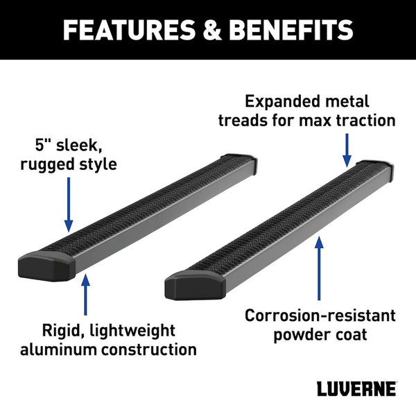 Luverne SlimGrip 88 Inch Black Aluminum Running Board (MPN: 416088-4055104)