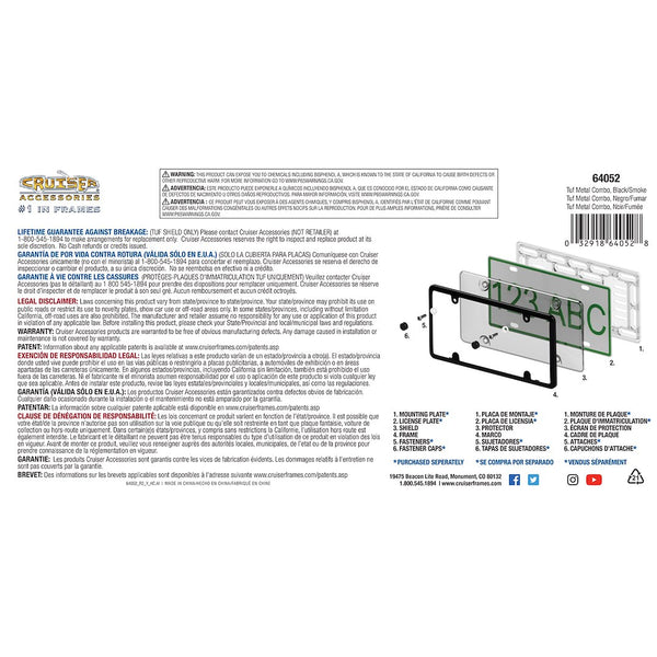 Cruiser License Plate Frame with Tuf Shield (MPN: 64052)