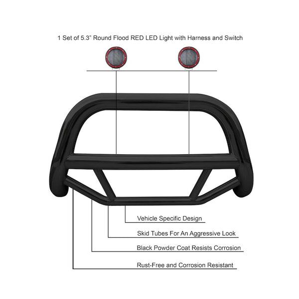 Black Horse Off Road Bull Bar (MPN: MBB-HOB3301-PLFR)
