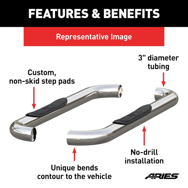 Aries 3 Inch Round Nerf Bar (MPN: 205039-2)