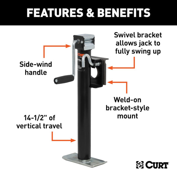 CURT Manual Sidewind Trailer Tongue Jack (MPN: 28306)