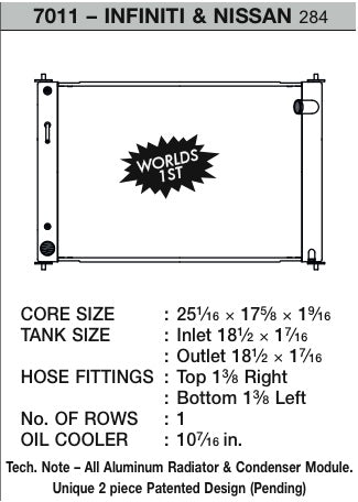 CSF Aluminum Radiator With Transmission Cooler (MPN: 7011)
