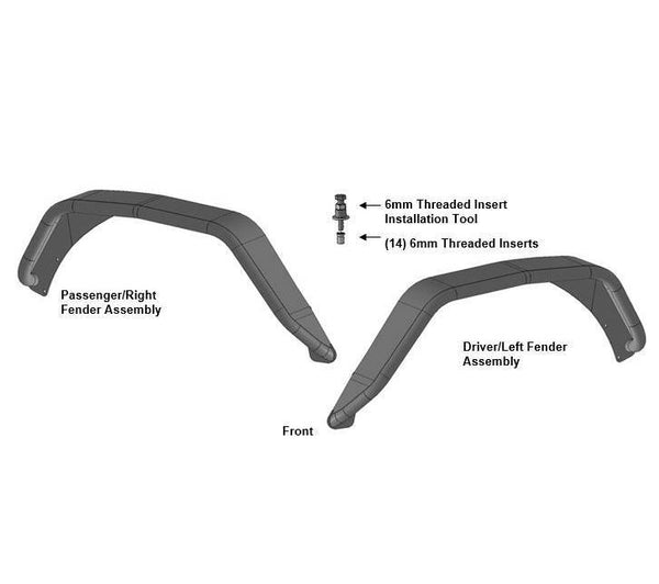 Black Horse Off Road Fender Flares (MPN: TFFJL2)