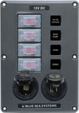 Blue Sea Switch Panel with 4 Rocker Switches (MPN: 4321-BSS)