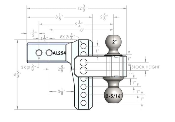 BulletProof Aluminum Trailer Hitch Ball Mount (MPN: AL254)