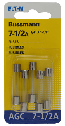 Bussman Glass Tube Fuse 7.5 Amp (MPN: BP/AGC-7-1/2-RP)