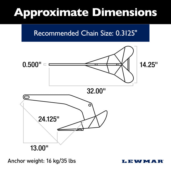 Lewmar DTX Deep Water Plough Anchor (MPN: 0057216)