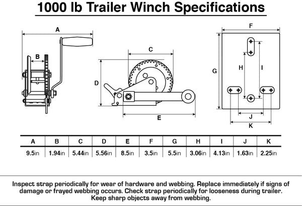 T-H Marine Manual Trailer Boat Winch (MPN: BE-TR-59918-DP)