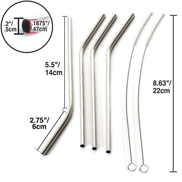 Norpro Stainless Steel Curved Beverage Straws (MPN: 436)
