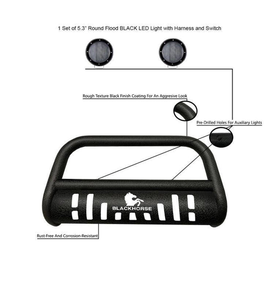 Black Horse Off Road Bull Bar (MPN: CBT-B451SP-PLFB)