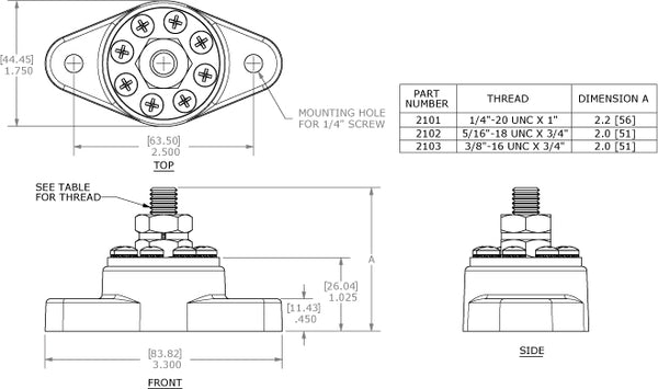 Blue Sea Busbar Stud Powerpost Plus (MPN: 2102-BSS)