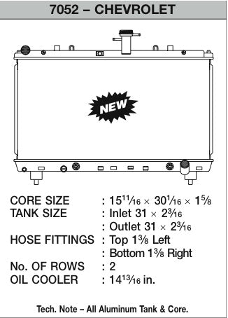 CSF Camaro Radiator (MPN: 7052)