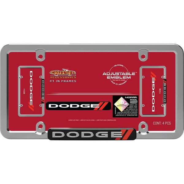 License Plate Frame with Black and Red Dodge Logo (MPN: 11036)