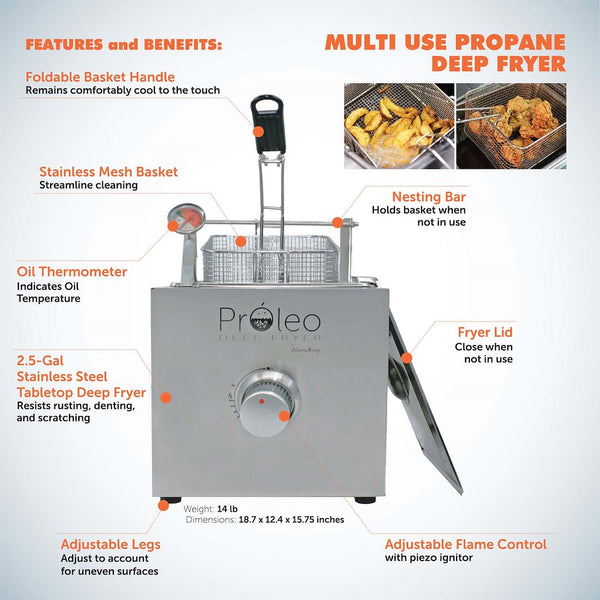 Flame King Portable Deep Fryer (MPN: PROLEO)