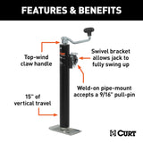 Curt Trailer Tongue Jack 2000 Pounds Capacity (MPN: 28323)