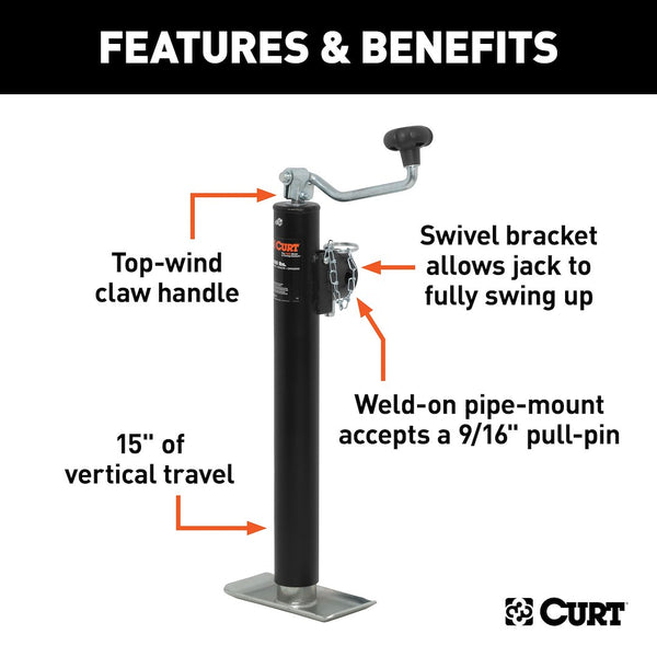Curt Trailer Tongue Jack 2000 Pounds Capacity (MPN: 28323)