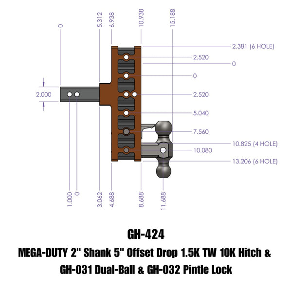 Gen-Y Hitch Mega-Duty Adjustable Drop Hitch (MPN: GH-424)
