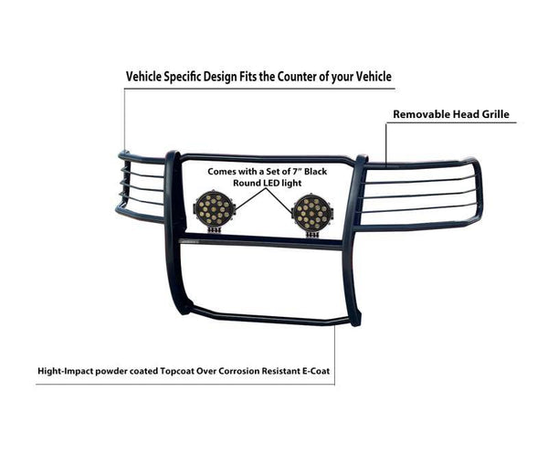 Black Horse Grille Guard Kit (MPN: 17FP28MA-PLB)