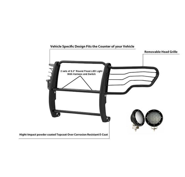 Black Horse Grille Guard Kit (MPN: 17FP30MA-PLFB)