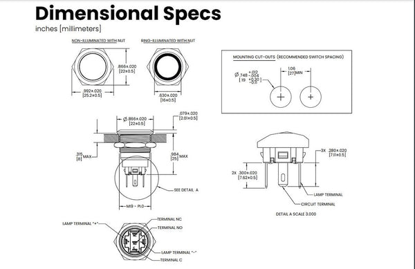Sierra Marine Push Button Switch (MPN: AV10030W)