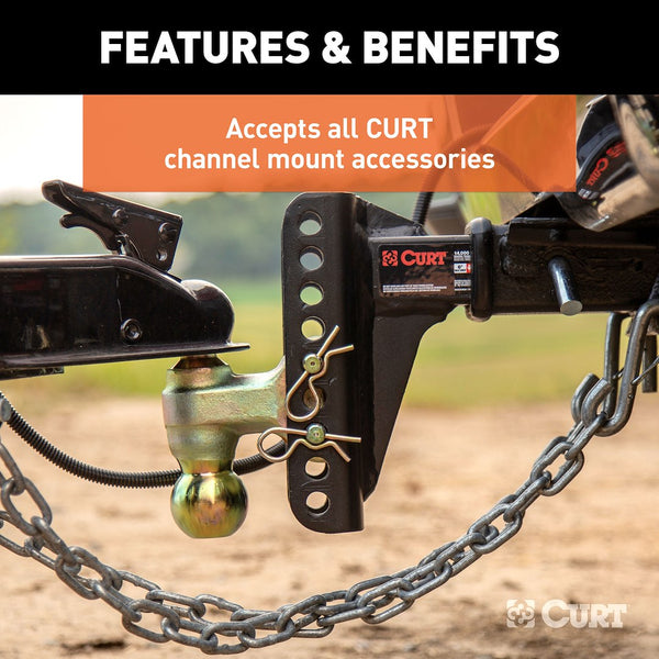 CURT Adjustable Channel Mount Trailer Hitch Ball Mount (MPN: 45910)