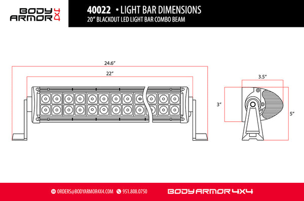 Body Armor 4x4 LED Light Bar (MPN: 40022)