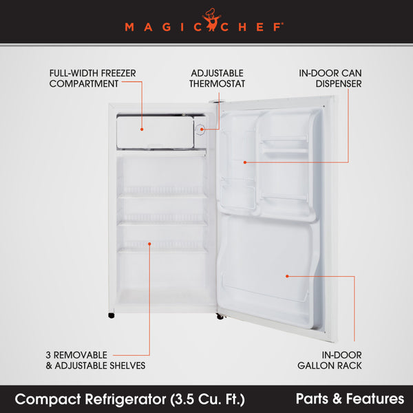 Magic Chef Single Compartment Mini Refrigerator (MPN: MCBR350W2)