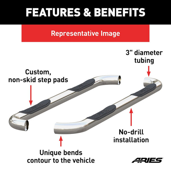Aries 3 Inch Round Nerf Bar (MPN: 203041-2)