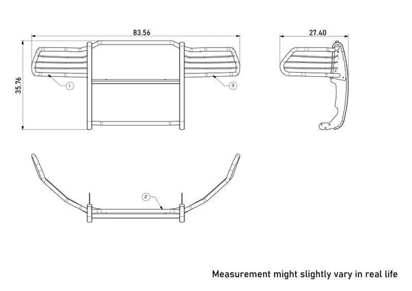 Black Horse Grille Guard Kit (MPN: 17DG109MA-PLFR)