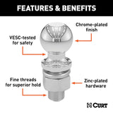 Curt 2 Inch Trailer Hitch Ball (MPN: 40034)