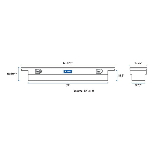 UWS Slim Line Crossover Deep Low Profile Tool Box (MPN: TBSD-69-SL-LP-B)