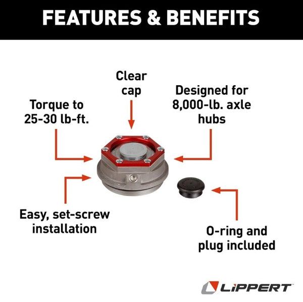Lippert Components Trailer Wheel Bearing Dust Cap (MPN: 85373928)