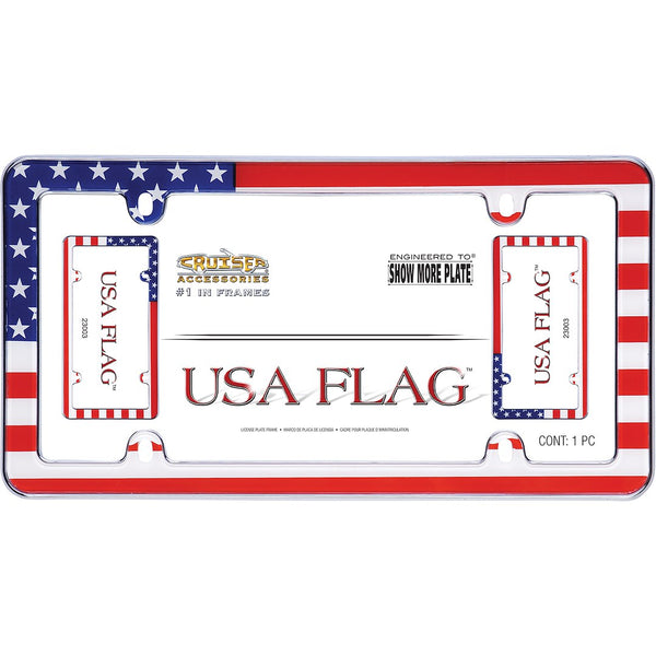License Plate Frame with American Flag Design (MPN: 23003)