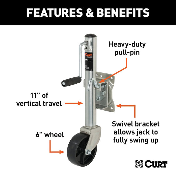 CURT Manual Sidewind Trailer Tongue Jack (MPN: 28113)