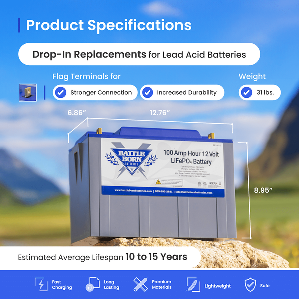 Battle Born Batteries 12 Volt Lithium Deep Cycle Battery (MPN: BB10012H)