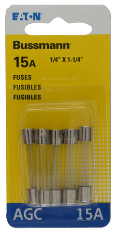 Bussman Glass Tube Fuse 15 Amp (MPN: BP/AGC-15-RP)